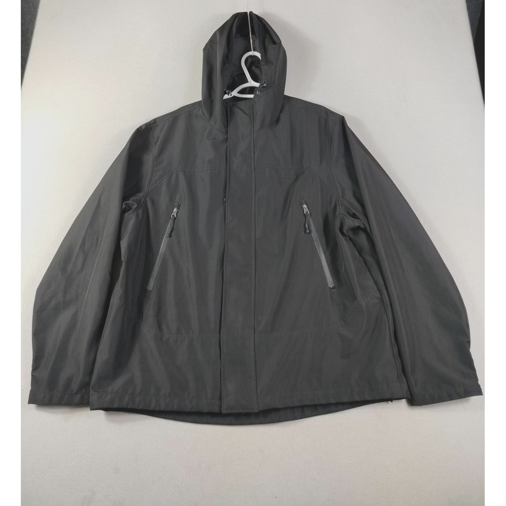 Champion Jacket Mens Large Black Hooded Windbreaker‎ Full Zip Water Resistant